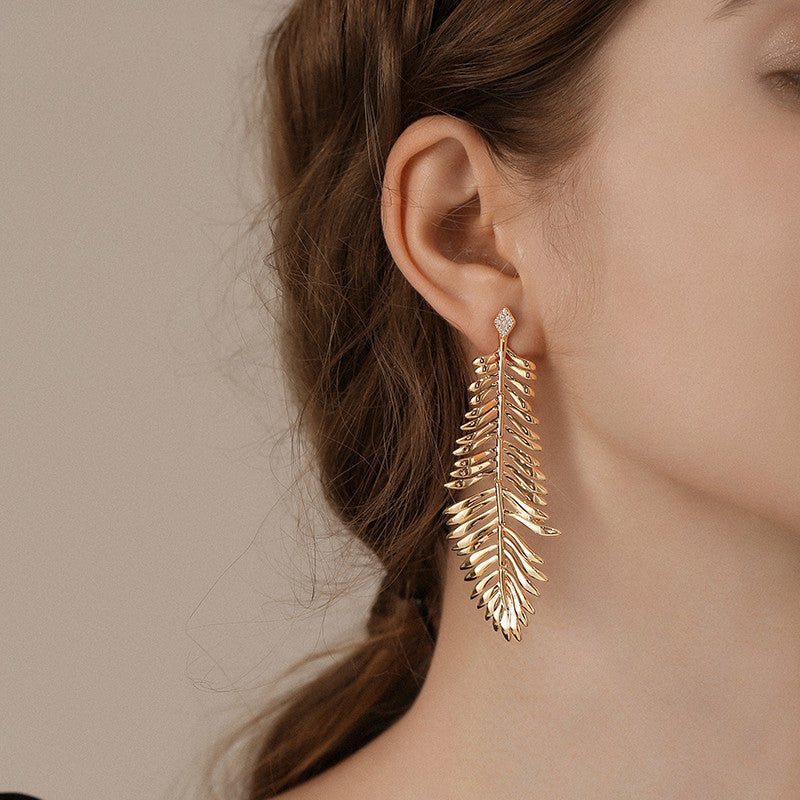 Palm Leaf Statement Earrings