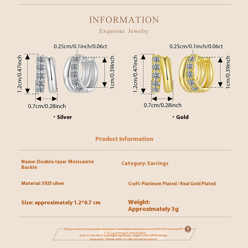 Elara Double Moissanite Huggie Earrings