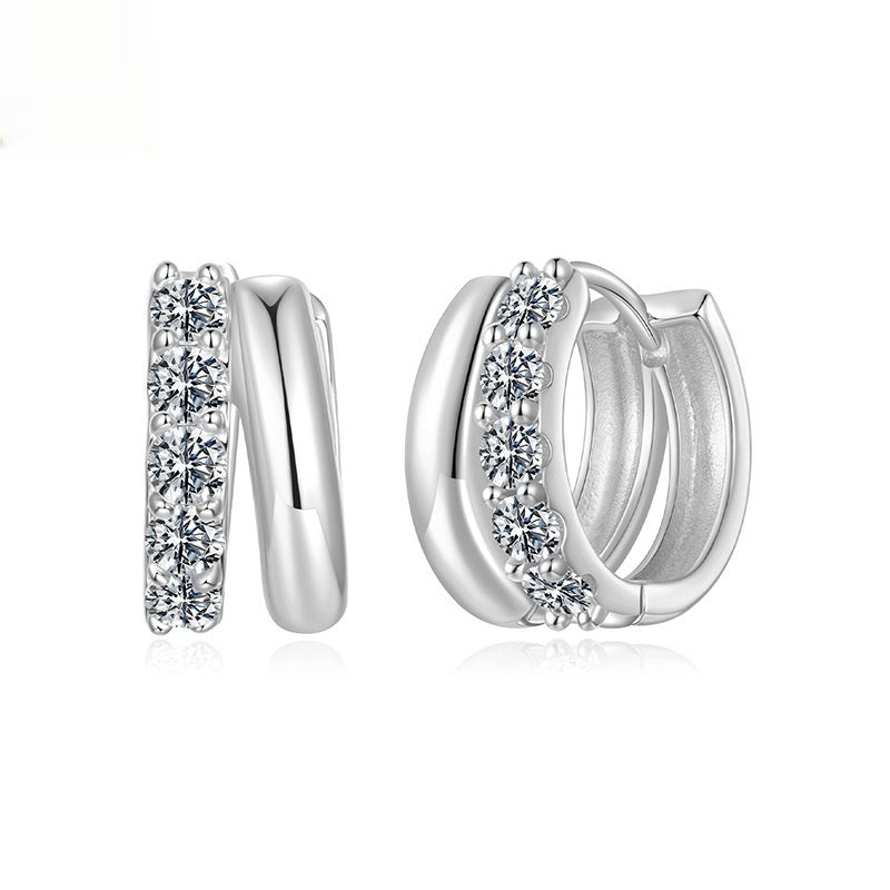 Elara Double Moissanite Huggie Earrings