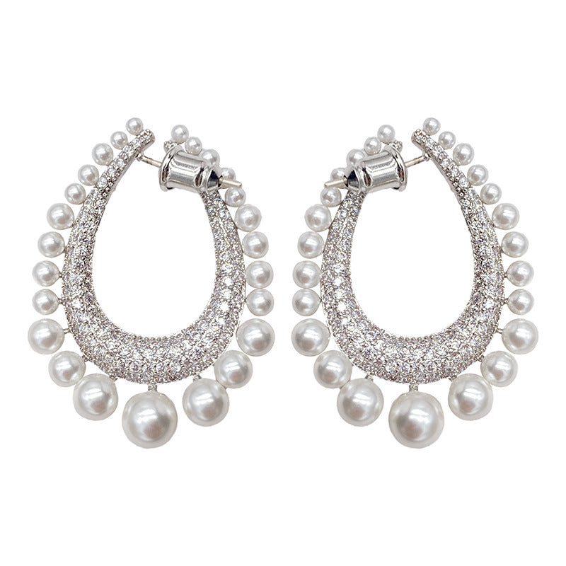 Valeria Pearl Drop Hoop Earrings