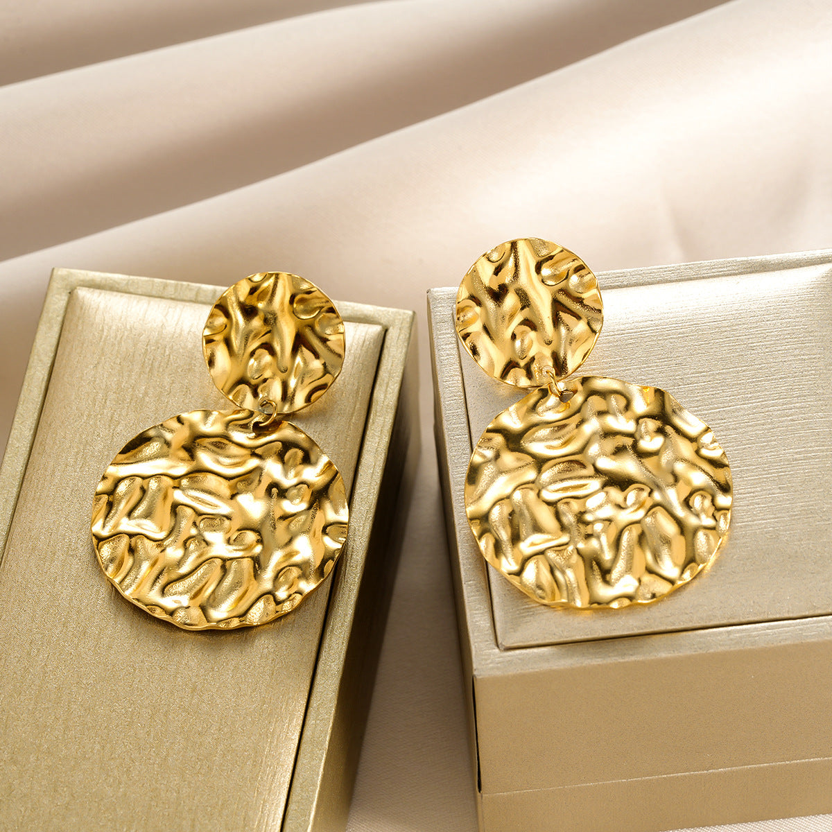 Liora Textured Disc Earrings