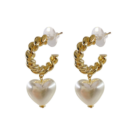 Twisted Heart Pearl Earrings