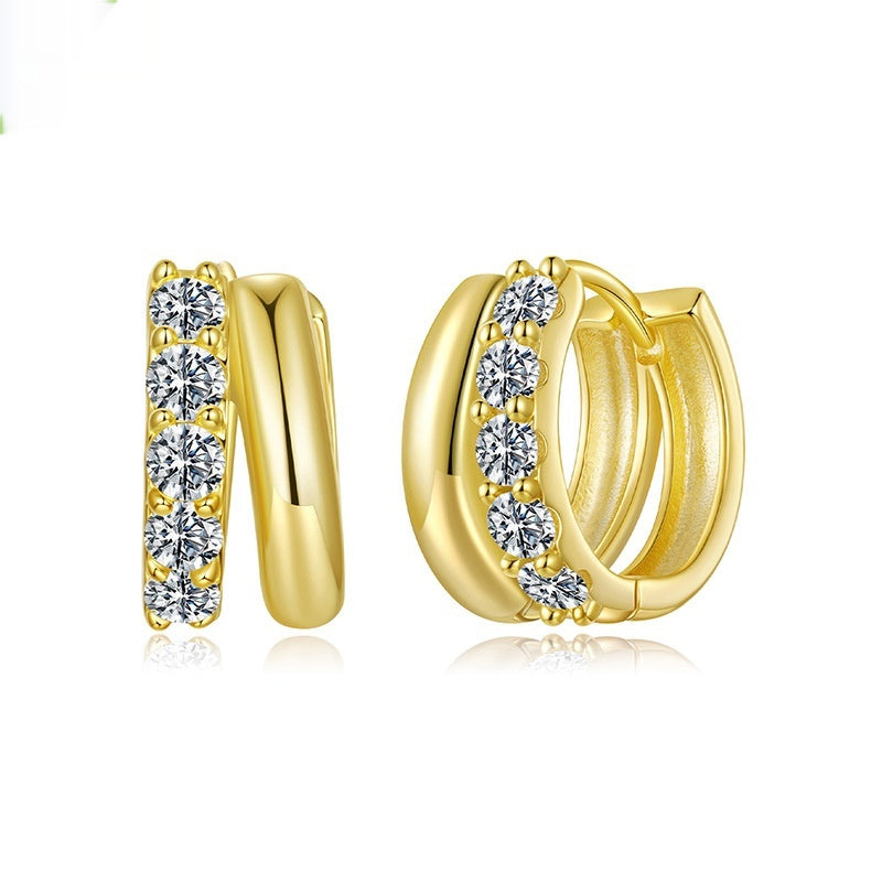 Elara Double Moissanite Huggie Earrings